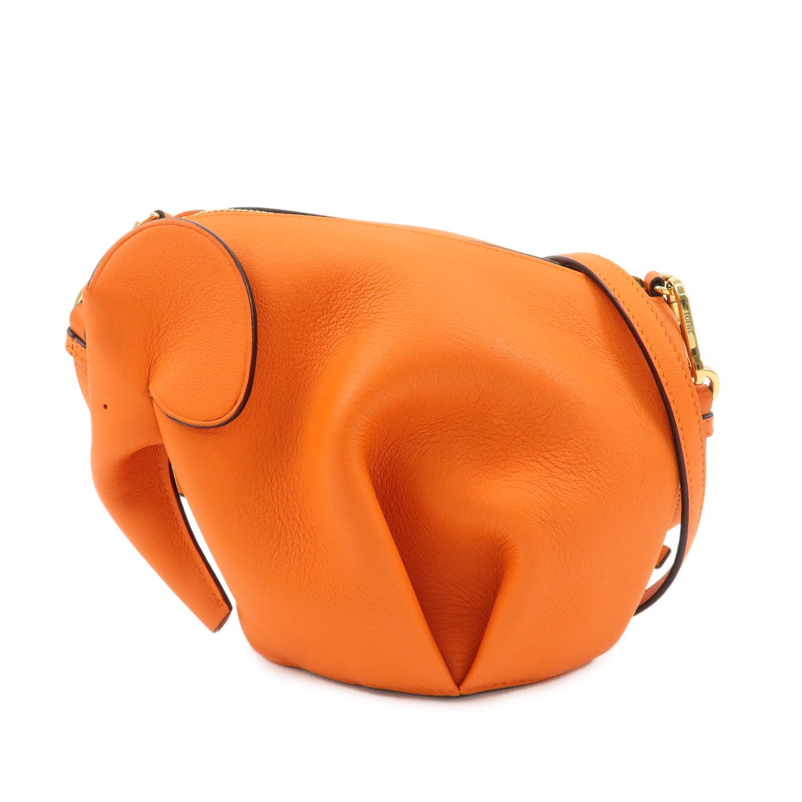 LOEWE-Leather-Elephant-Mini-Shoulder-Bag-Orange