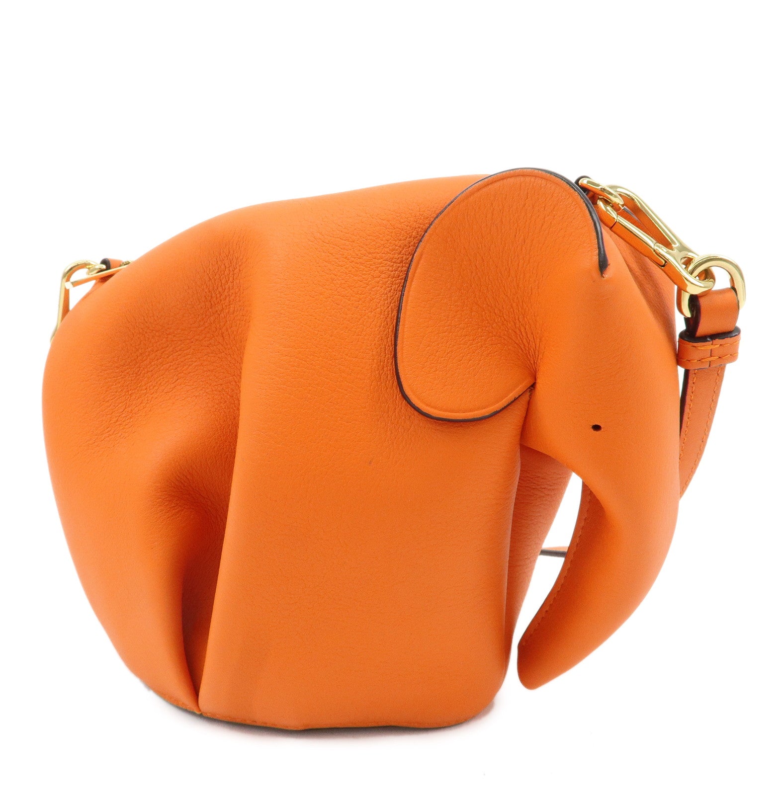 LOEWE Leather Elephant Mini Shoulder Bag Orange Used