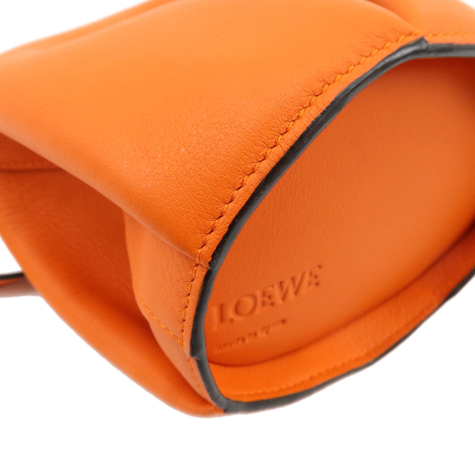 LOEWE Leather Elephant Mini Shoulder Bag Orange Used