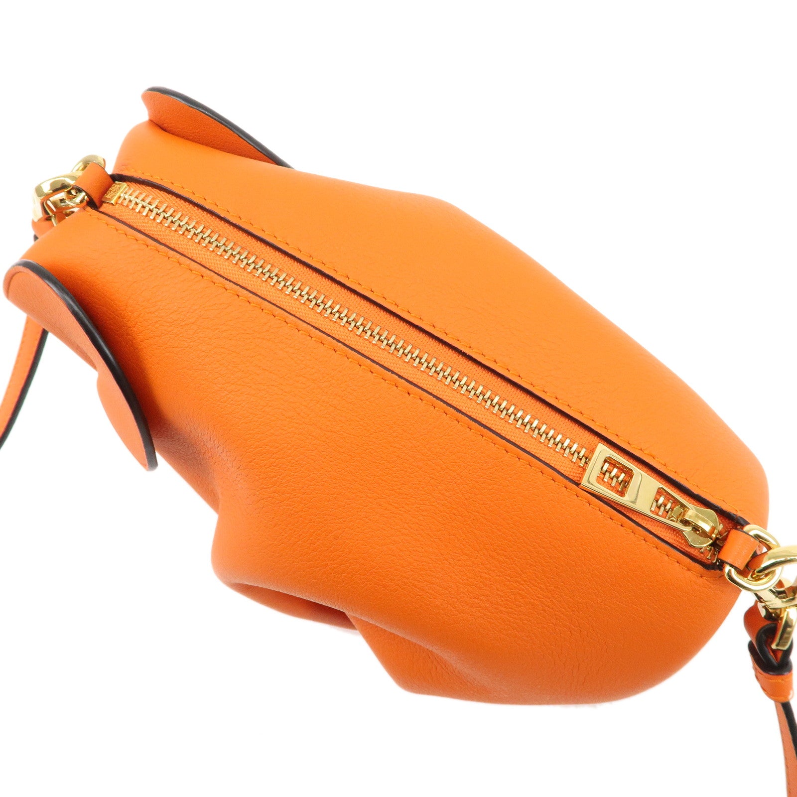 LOEWE Leather Elephant Mini Shoulder Bag Orange Used