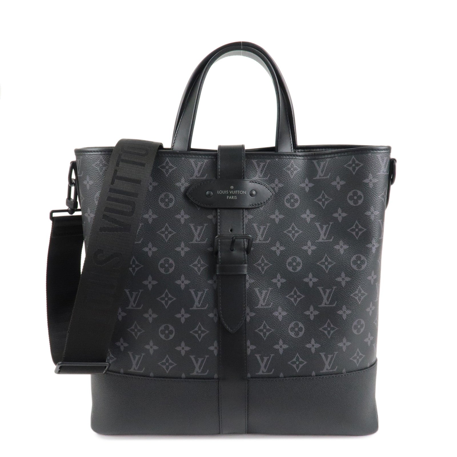 Louis-Vuitton-Monogram-Eclipse-Saumur-Tote-Bag-Black-Gray-M45914