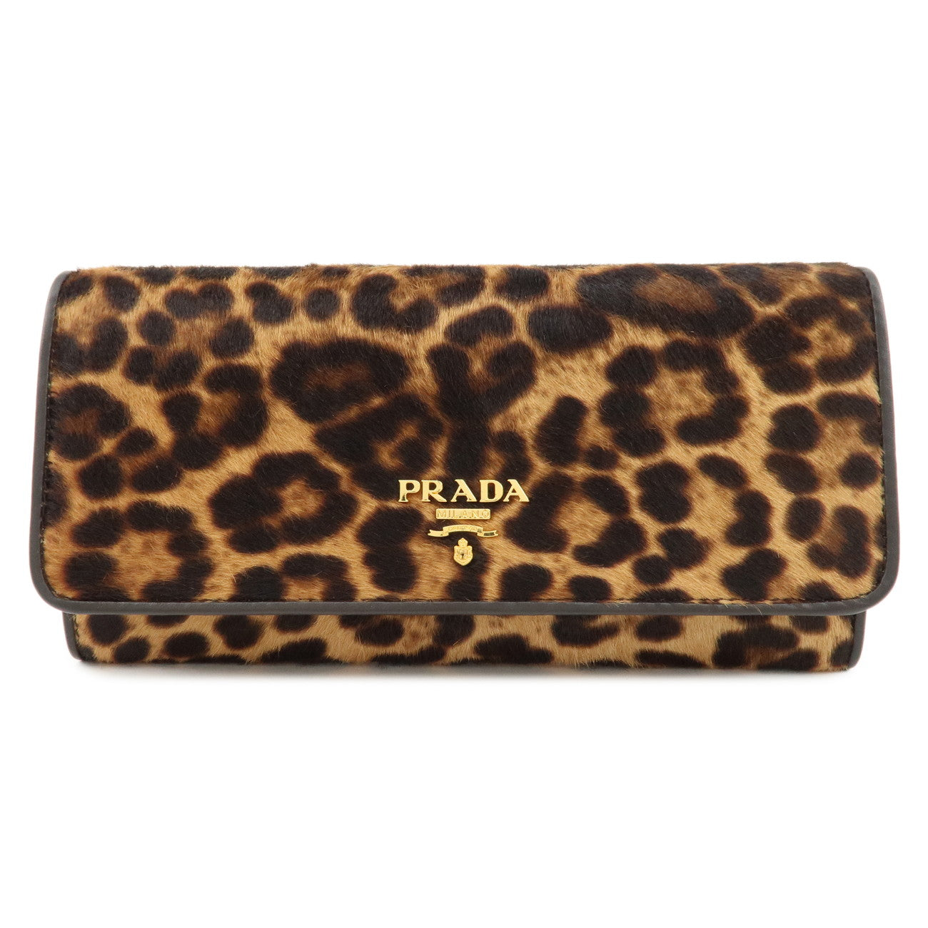 PRADA-Unborn-Calf-Leather-Leopard-Bi-fold-Wallet-Brown-Black-1M132