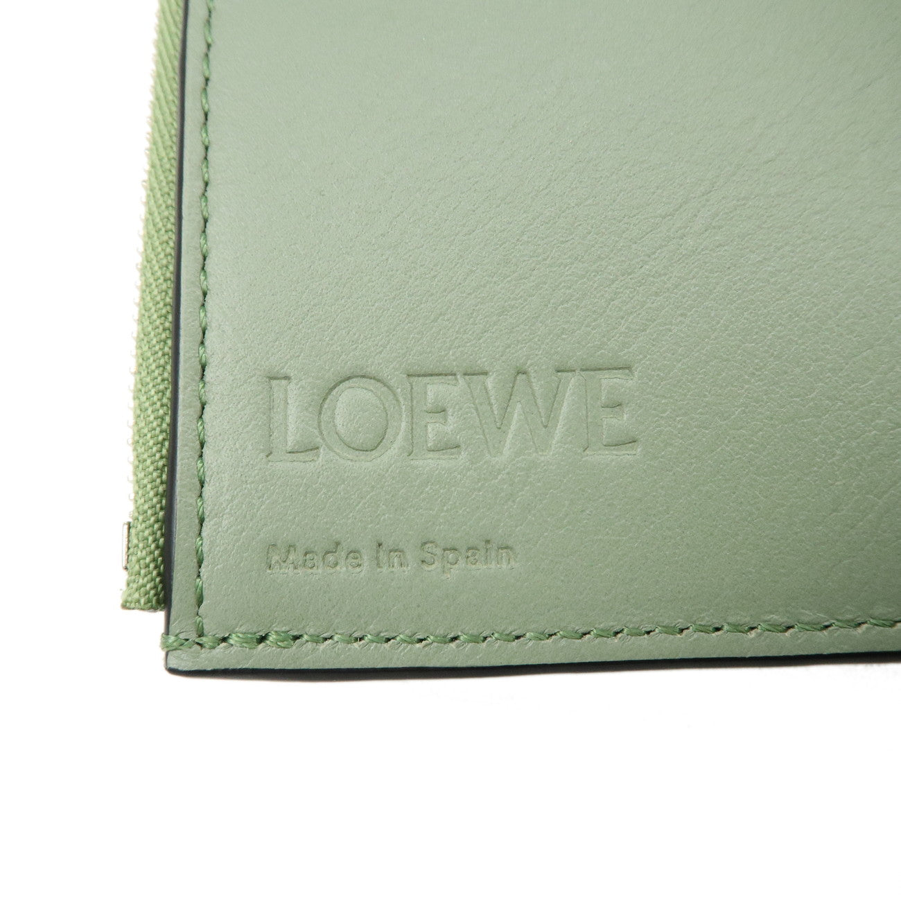 LOEWE Anagram Leather Bi-fold Wallet Green Used