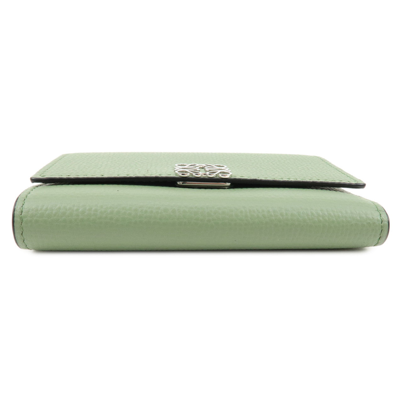 LOEWE Anagram Leather Bi-fold Wallet Green Used