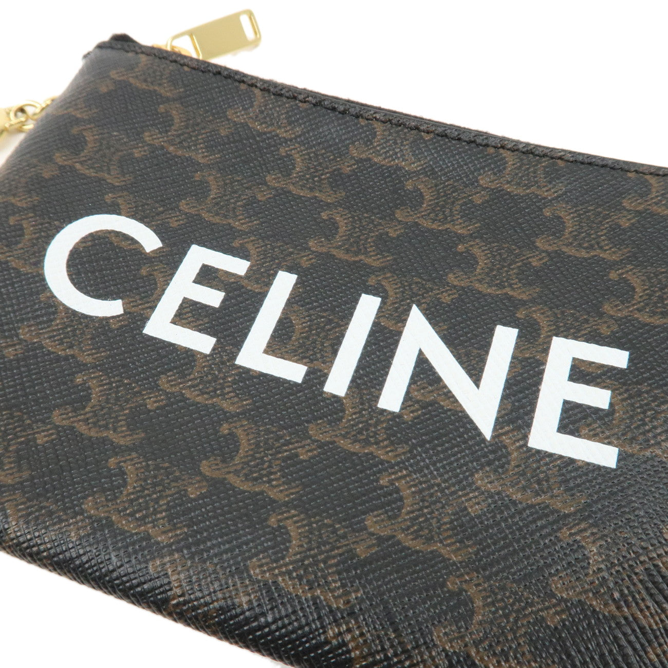 CELINE C Macadam PVC Coin Case Black Brown White