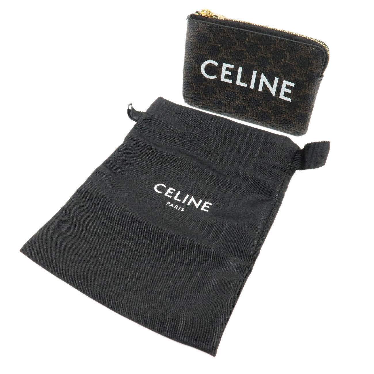 CELINE C Macadam PVC Coin Case Black Brown White