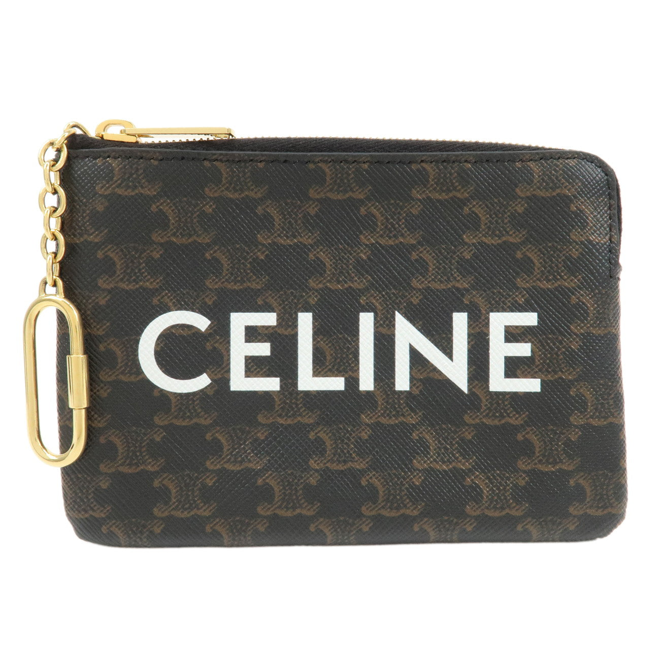 CELINE-C-Macadam-PVC-Coin-Case-Black-Brown-White