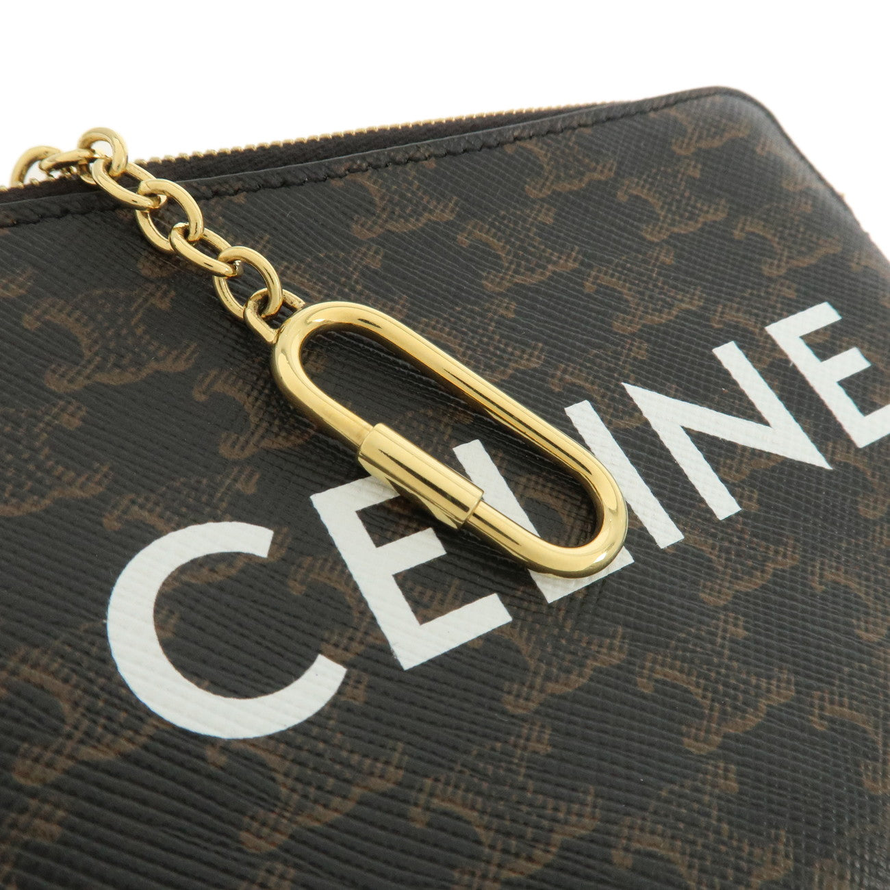 CELINE C Macadam PVC Coin Case Black Brown White