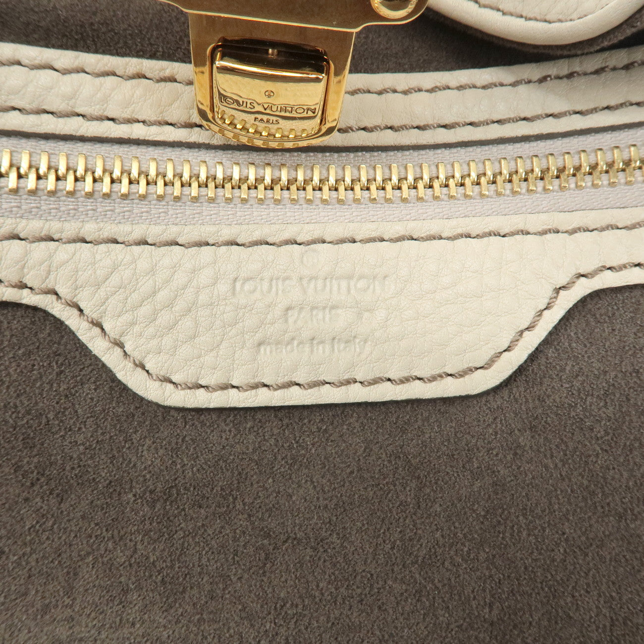 Louis Vuitton Monogram Mahina XL Shoulder Bag Cream M93059 Used