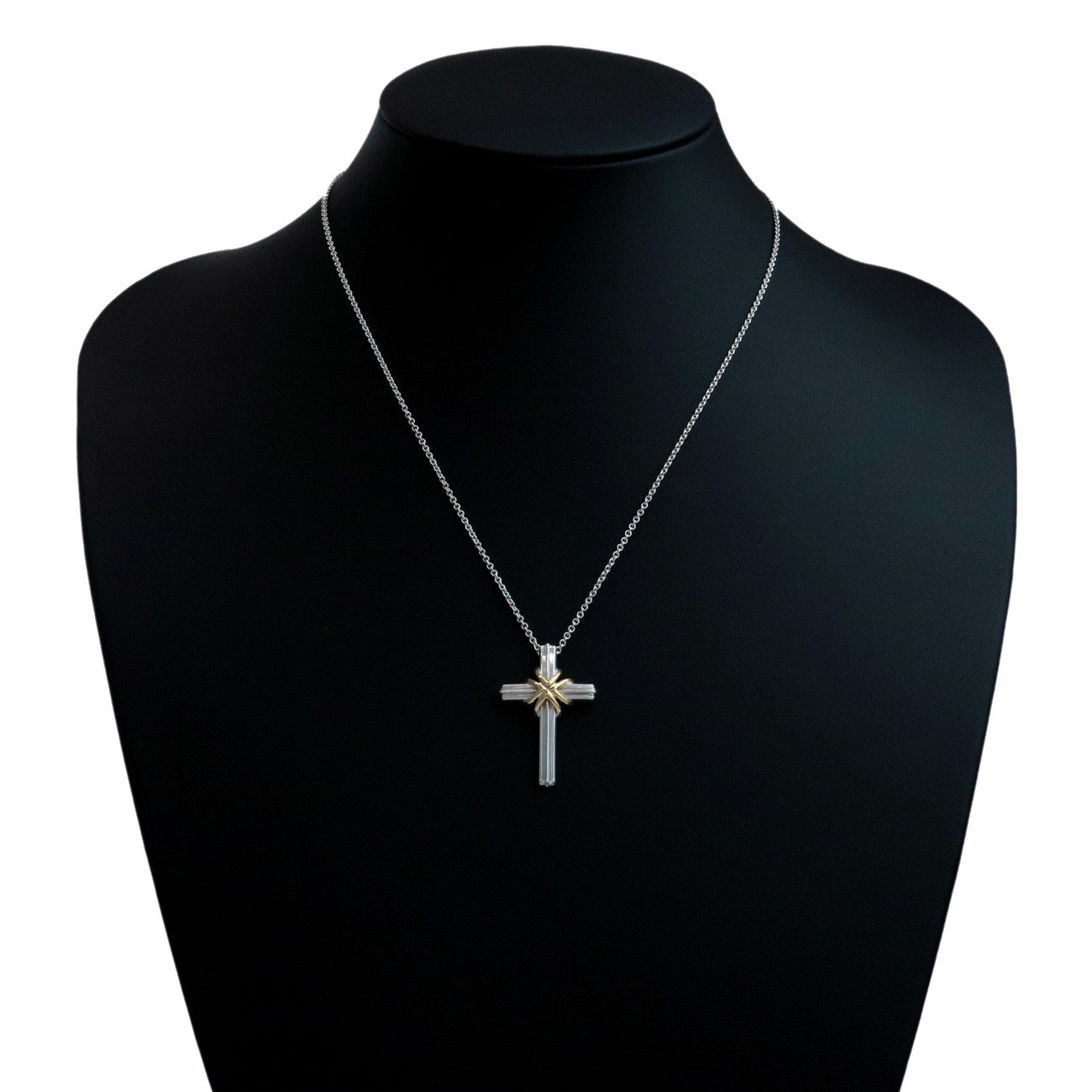 Tiffany&Co. Signature Cross Necklace K18YG 750YG SV925 Silver