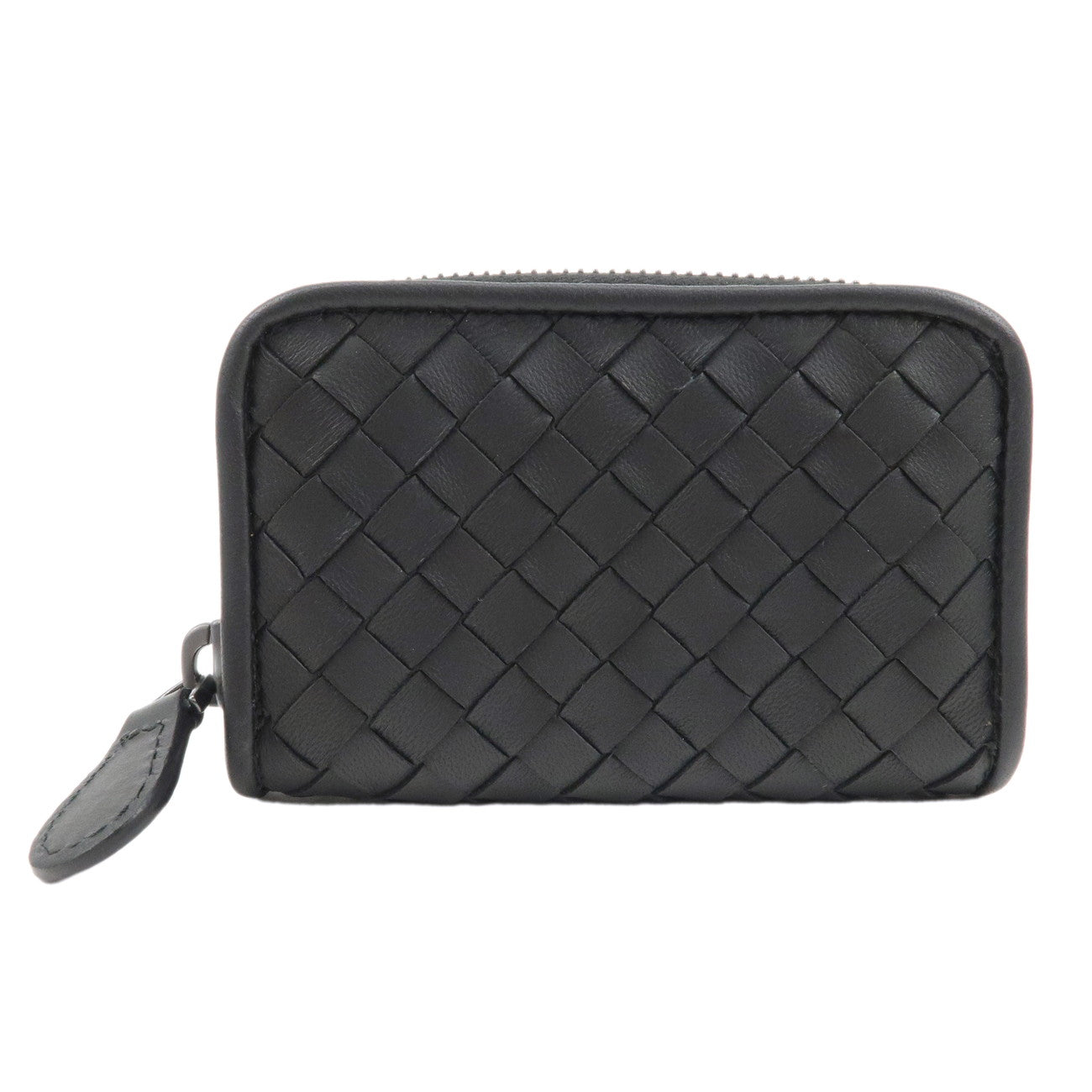 BOTTEGA-VENETA-Intrecciato-Leather-Round-Zipper-Card-Case-114075