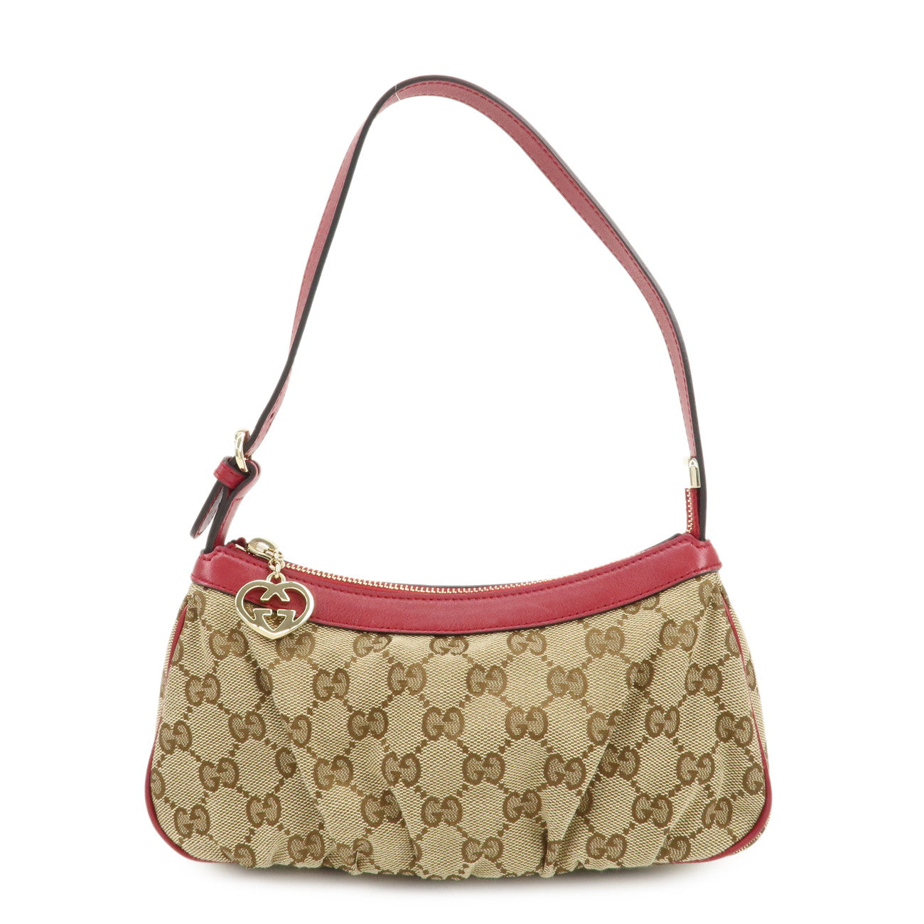 GUCCI-GG-Canvas-Leather-Hand-Bag-Pouch-Beige-Red-245938