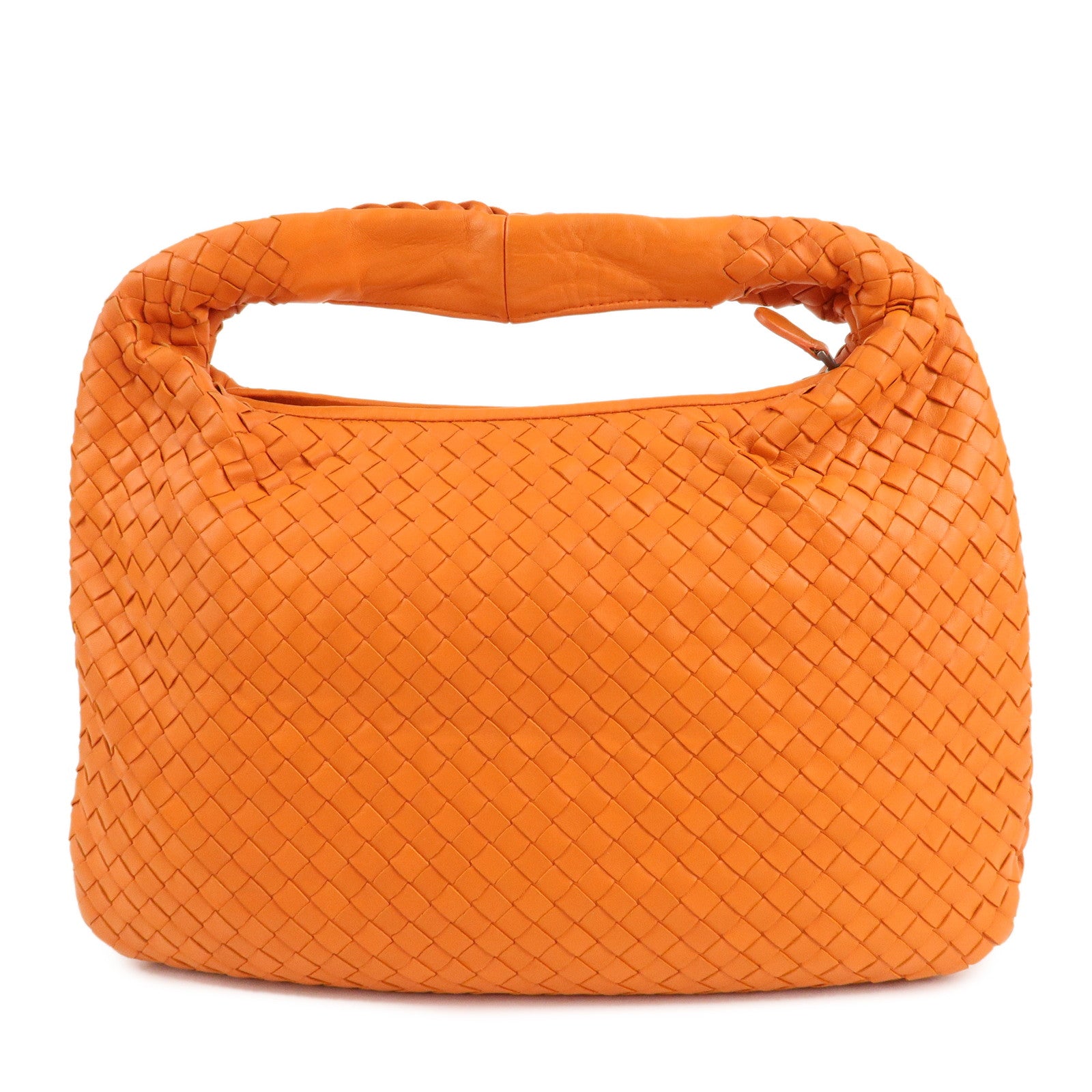 BOTTEGA VENETA Hobo Intrecciato Leather Shoulder Bag Orange 115653