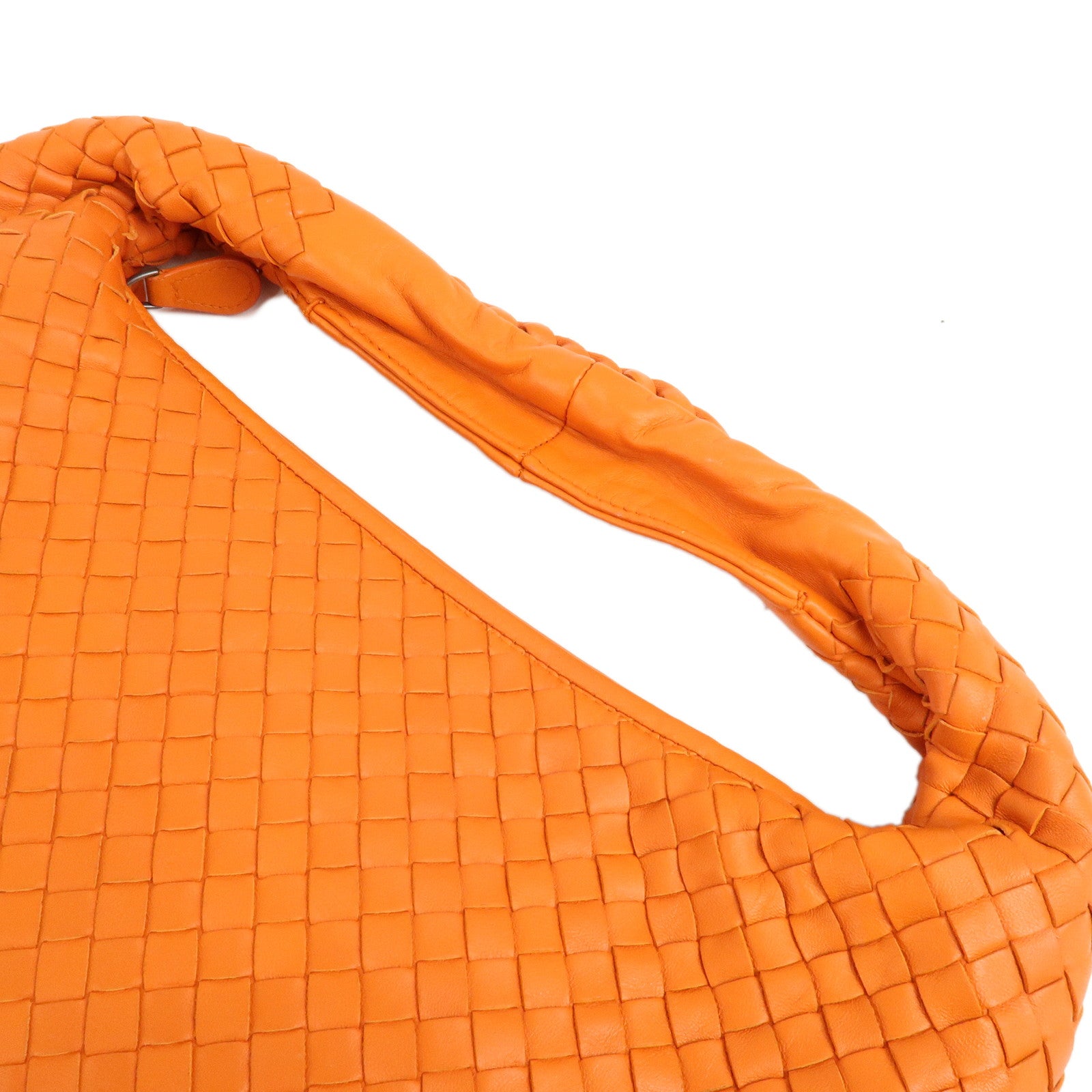 BOTTEGA VENETA Hobo Intrecciato Leather Shoulder Bag Orange 115653