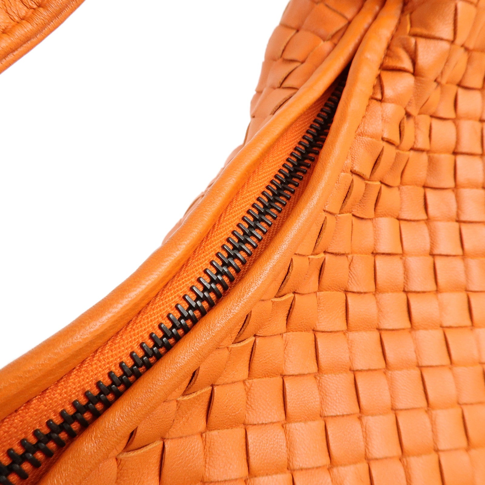 BOTTEGA VENETA Hobo Intrecciato Leather Shoulder Bag Orange 115653