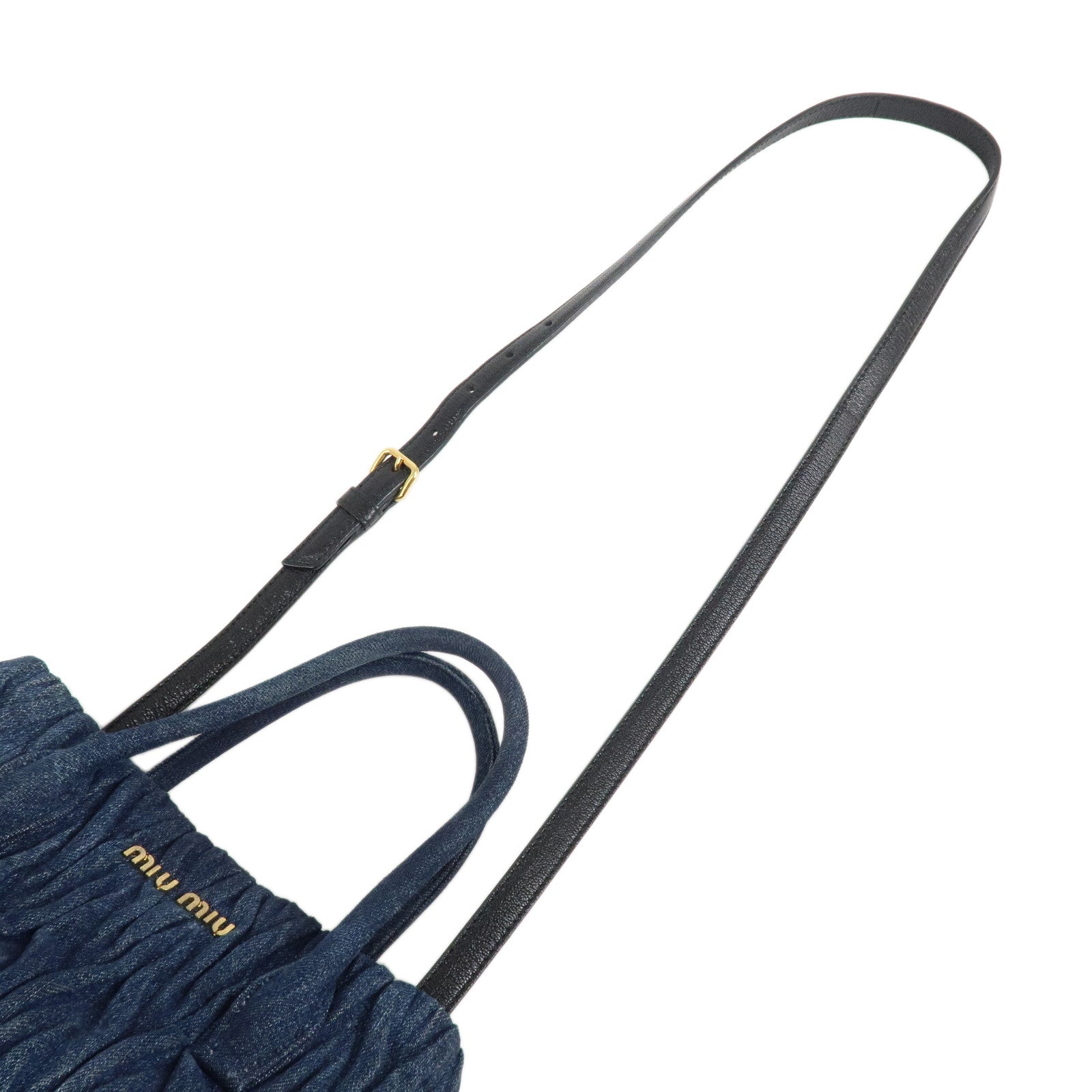 MIU MIU Matelasse Denim 2Way Bag Hand Bag Shoulder Bag Blue Used