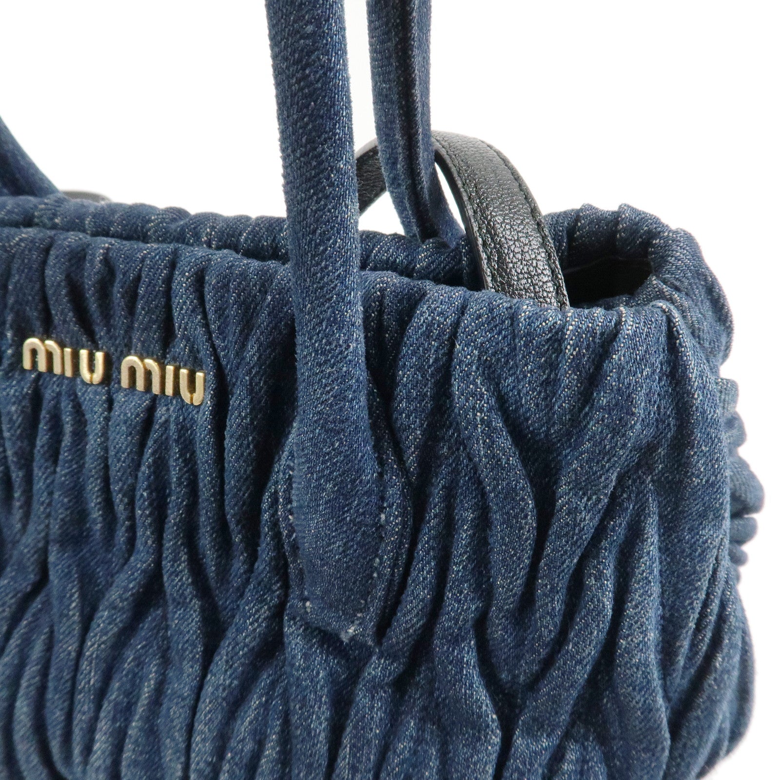 MIU MIU Matelasse Denim 2Way Bag Hand Bag Shoulder Bag Blue Used