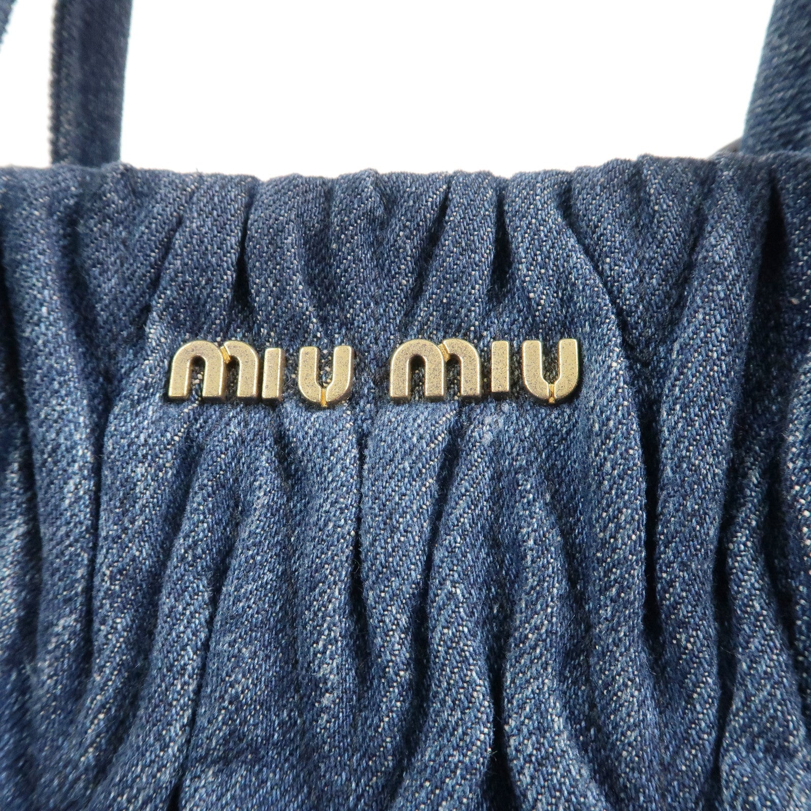 MIU MIU Matelasse Denim 2Way Bag Hand Bag Shoulder Bag Blue Used