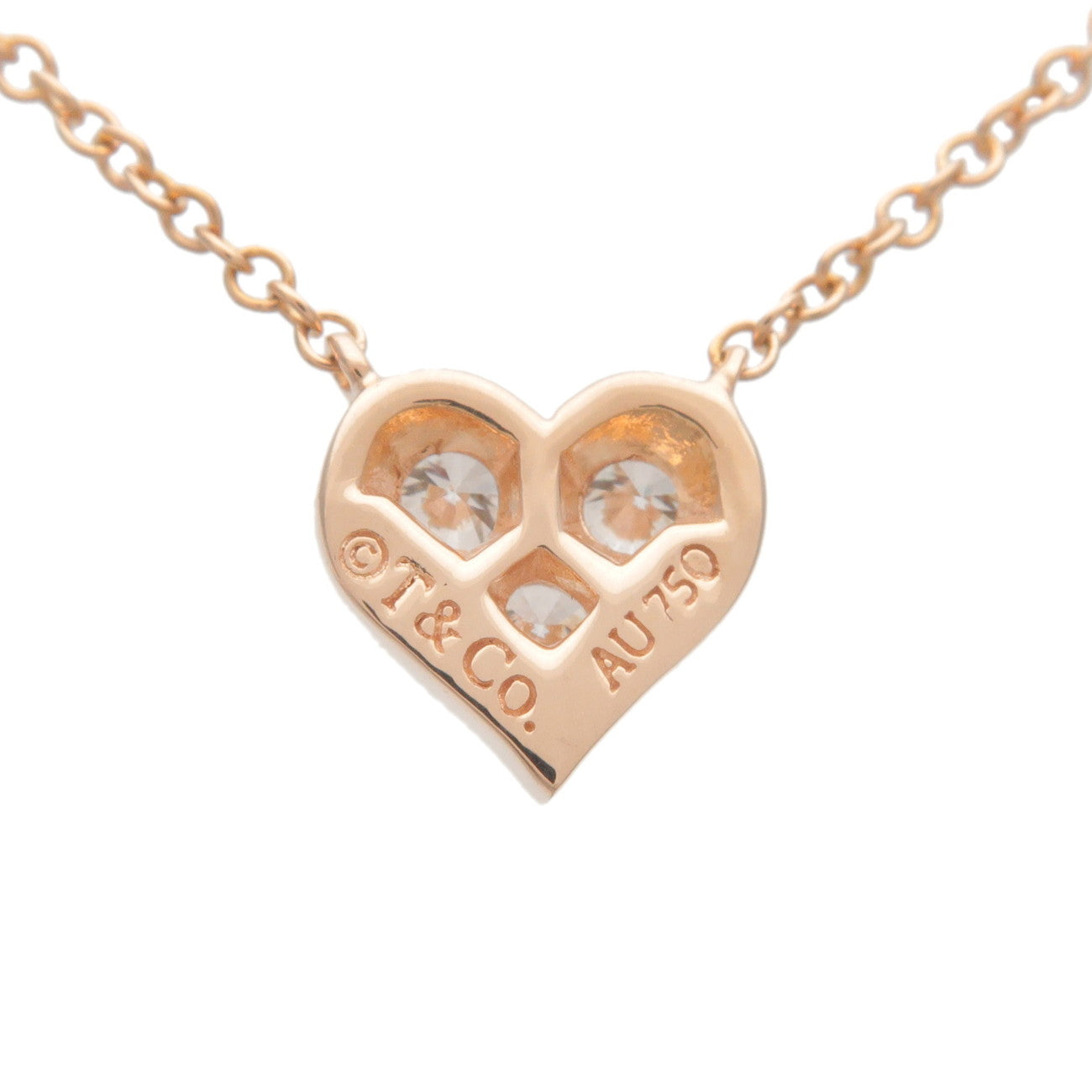 Tiffany&Co. Sentimental Heart 3P Diamond Necklace K18PG Rose Gold