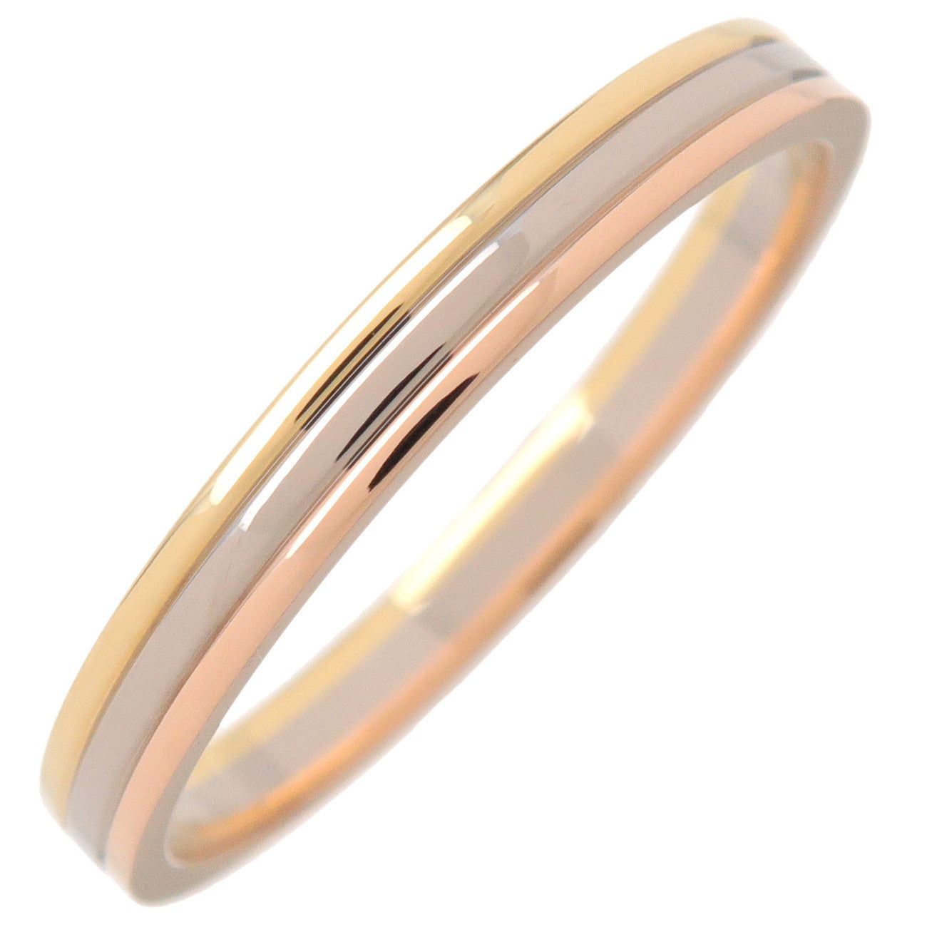 Cartier-Vandome-Three-Color-Ring-K18-750YG/WG/PG-#57