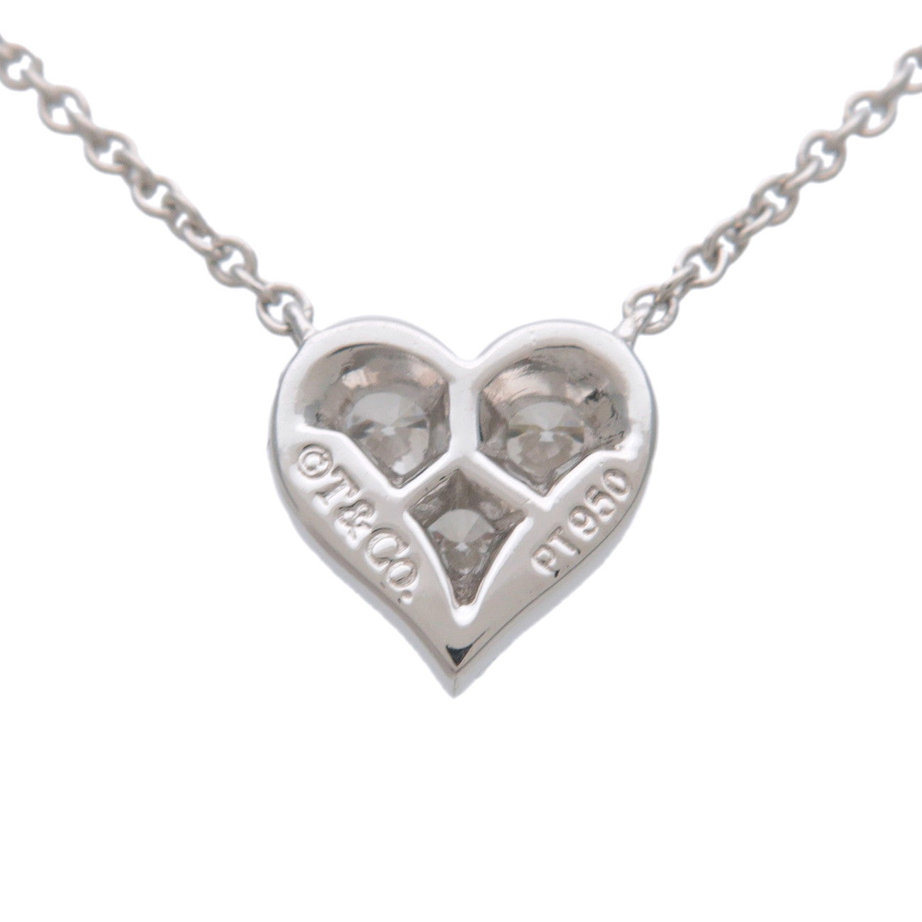 Tiffany&Co. Sentimental Heart 3P Diamond Necklace PT950 Platinum Used