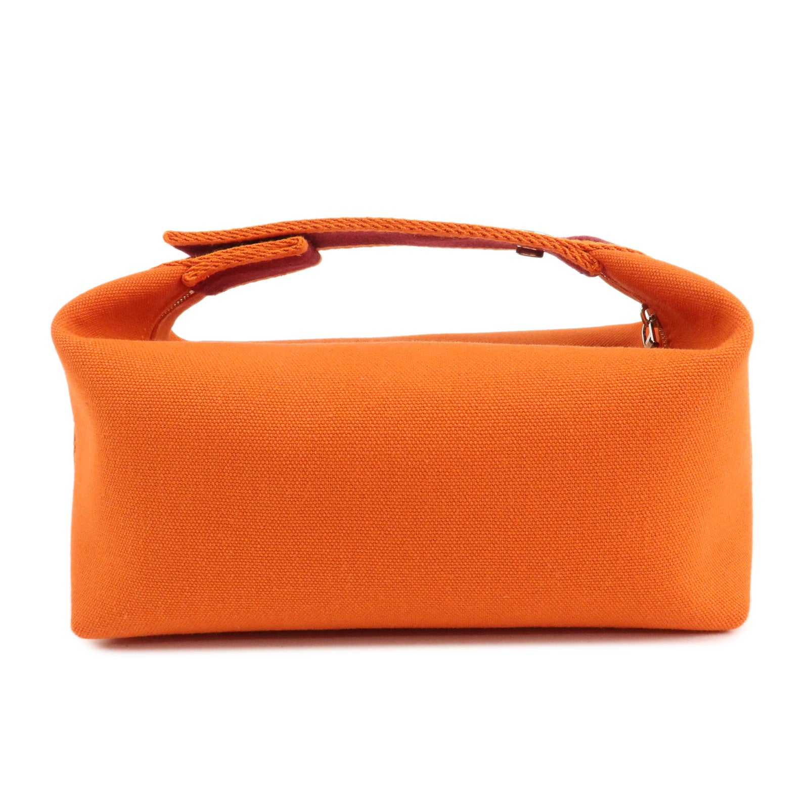 HERMES Bride A Brac PM Canvas Hand Bag Feu Orange Used