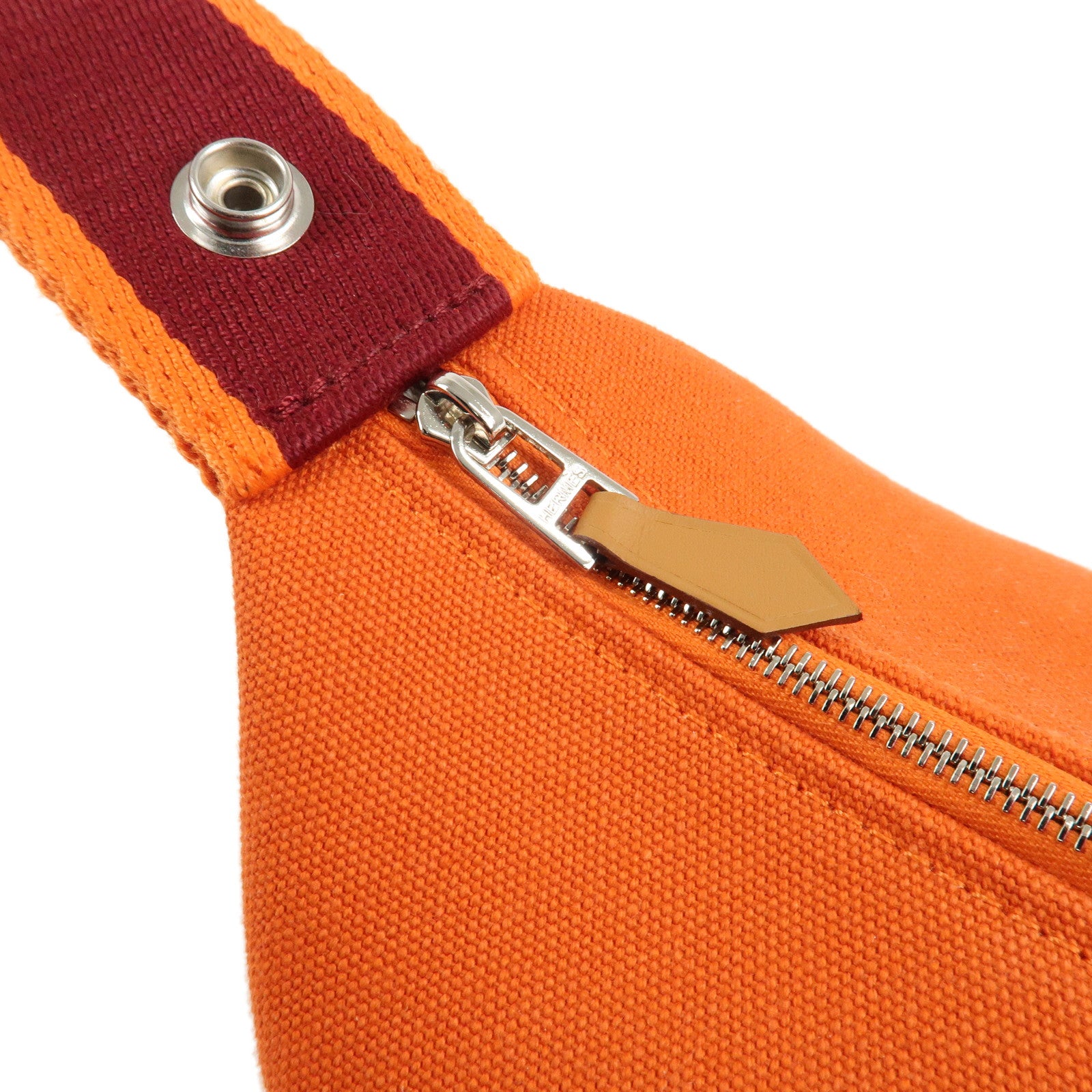 HERMES Bride A Brac PM Canvas Hand Bag Feu Orange Used