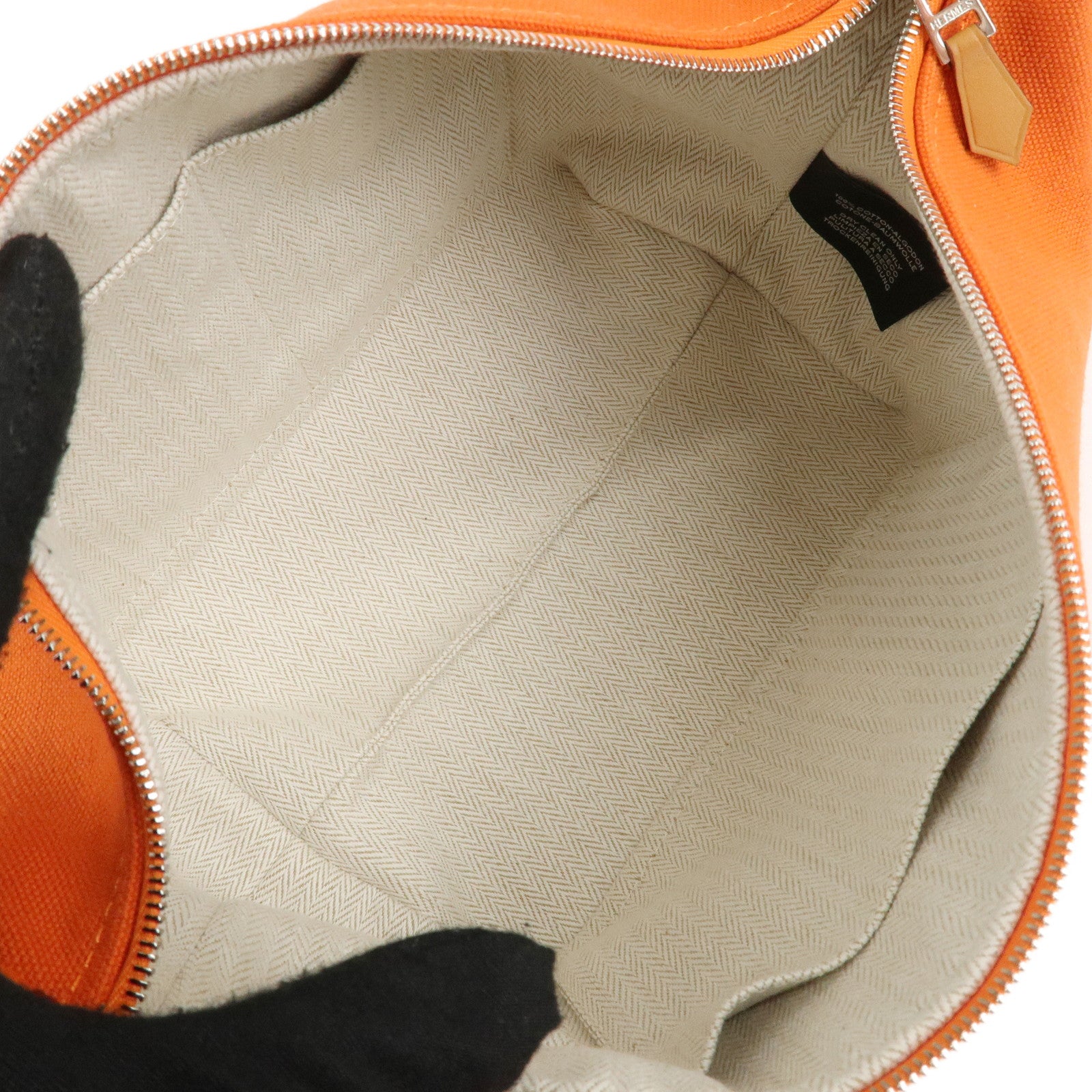 HERMES Bride A Brac PM Canvas Hand Bag Feu Orange Used