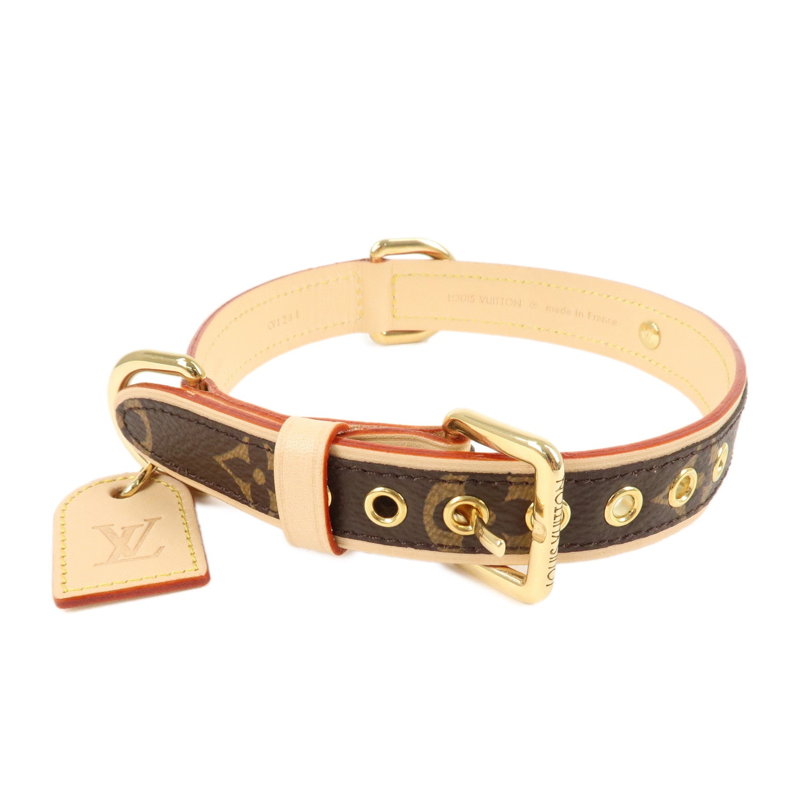 Louis-Vuitton-Monogram-Dog-Collar-MM-Brown-M82100