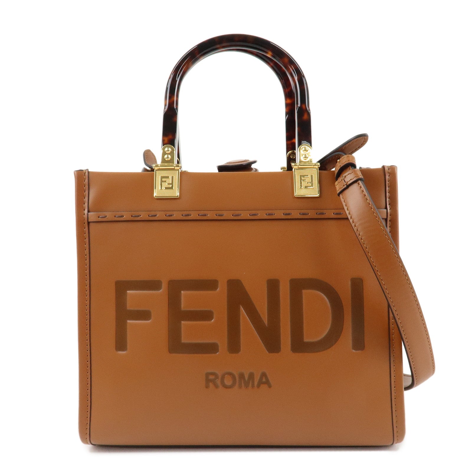 FENDI-Leather-Sunshine-Small-2Way-Bag-Shoulder-Bag-Hand-Bag-8BH394