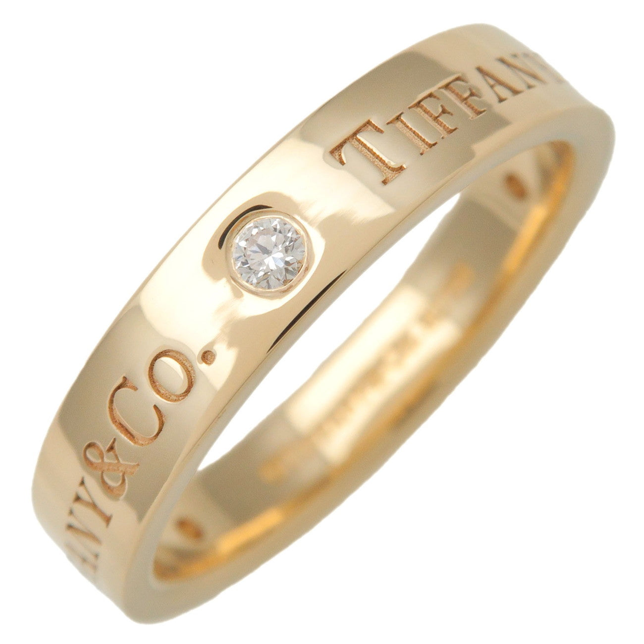 Tiffany&Co.-Flat-Band-3P-Diamond-Ring-K18-750YG-Yellow-Gold-US6.5