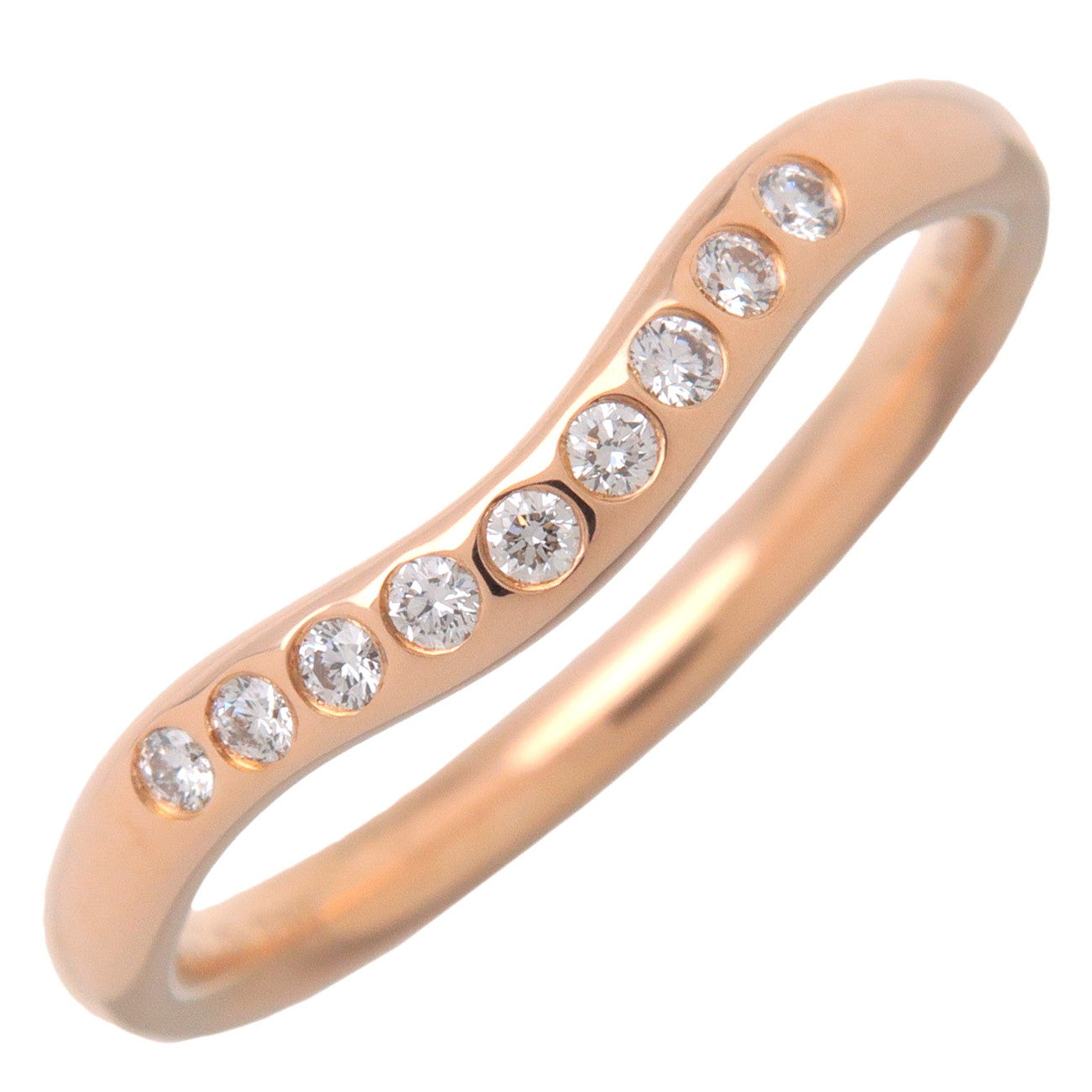 Tiffany&Co.-Curved-Band-9P-Diamond-Ring-750PG-Rose-Gold-US4.5