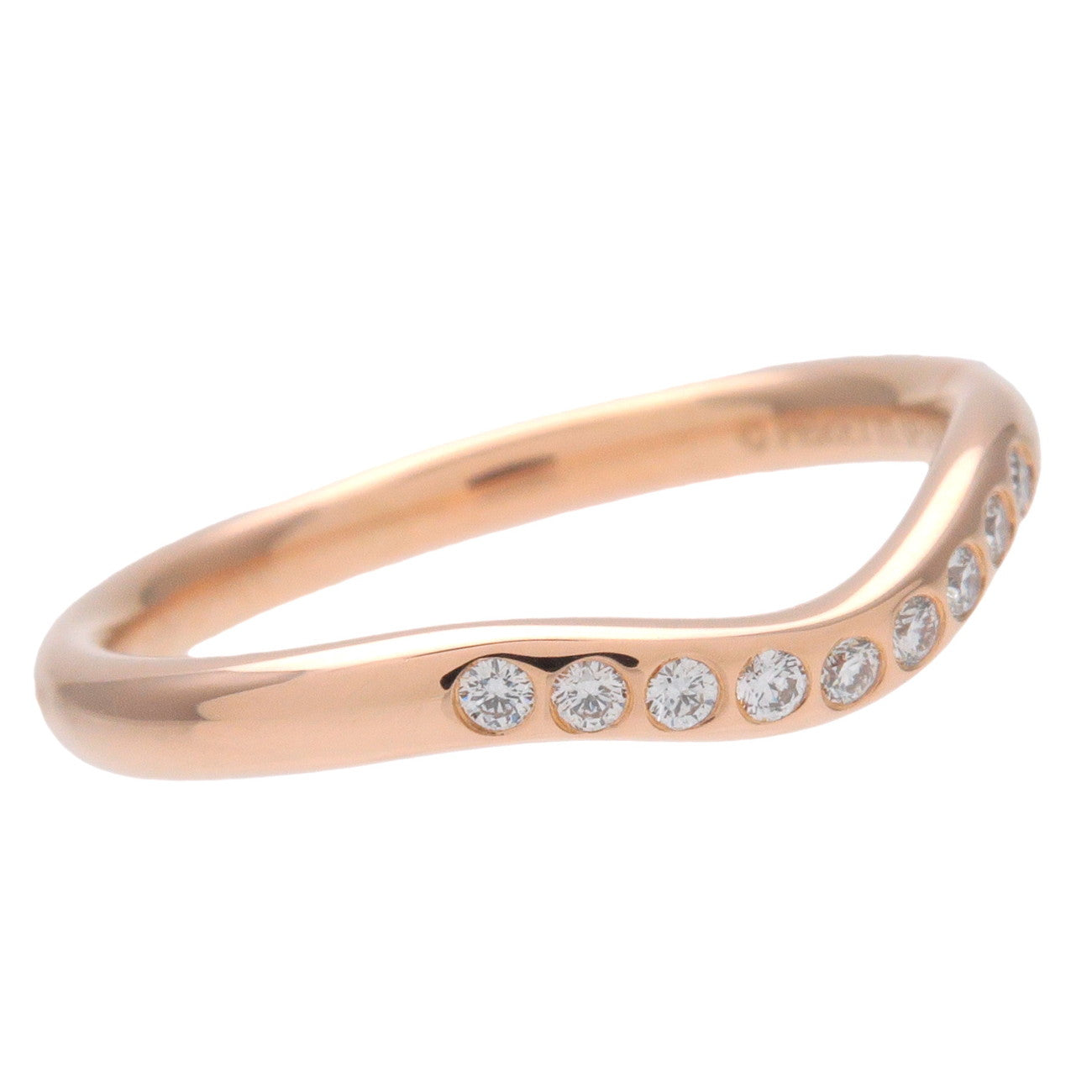 Tiffany&Co. Curved Band 9P Diamond Ring 750PG Rose Gold US4.5