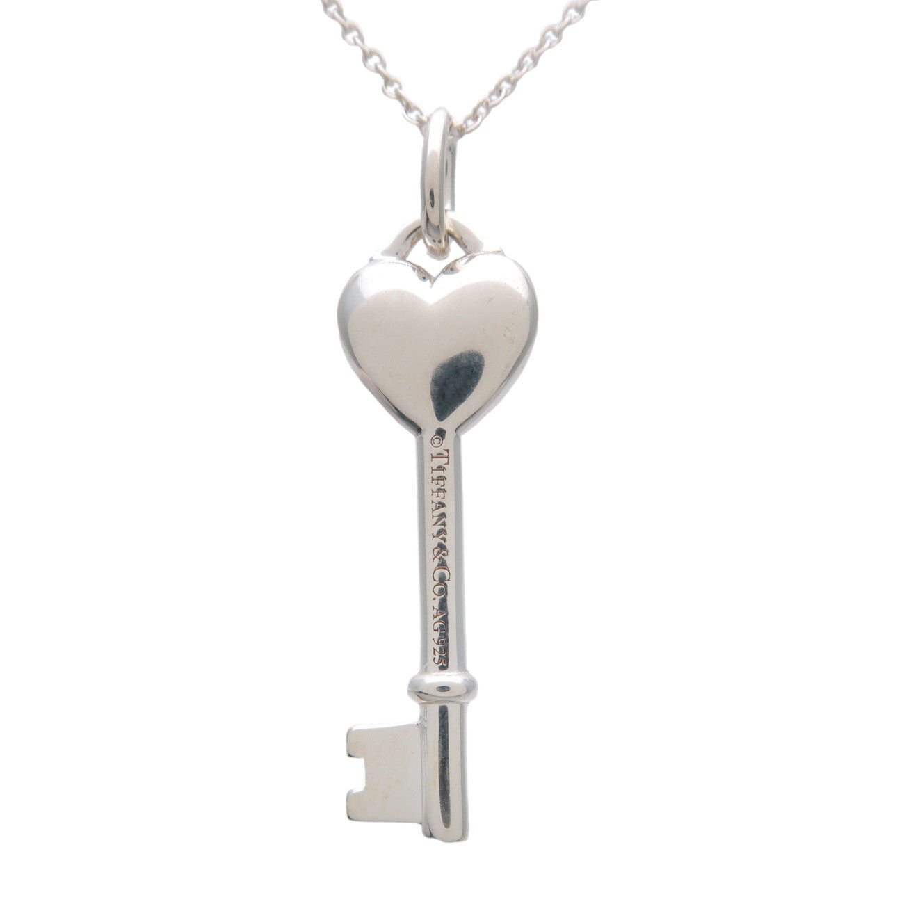 Tiffany&Co. Heart Key Necklace SV925 Silver Blue Used