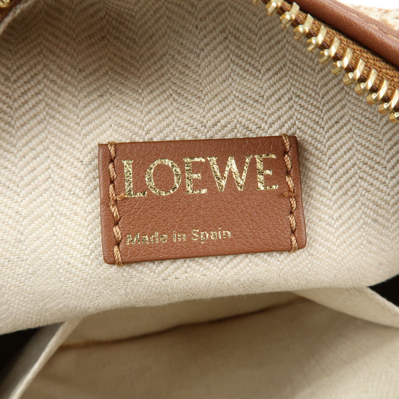 LOEWE Anagram Jacquard Leather Cuby Small Bag Hand Bag Brown Used