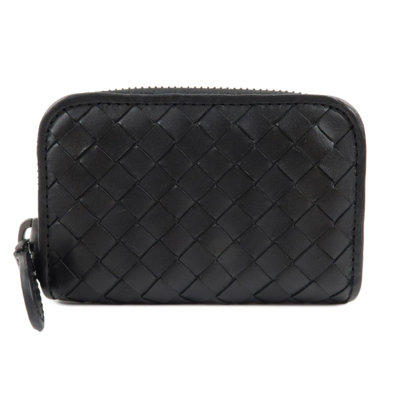 BOTTEGA-VENETA-Intrecciato-Leather-Coin-Case-Black-114075