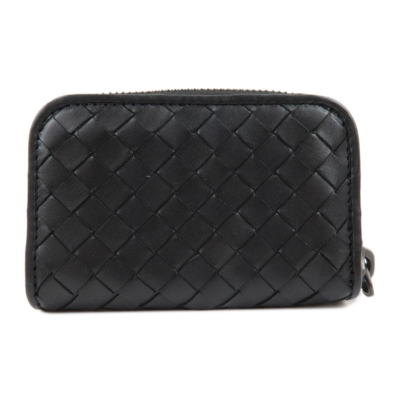 BOTTEGA VENETA Intrecciato Leather Coin Case Black 114075