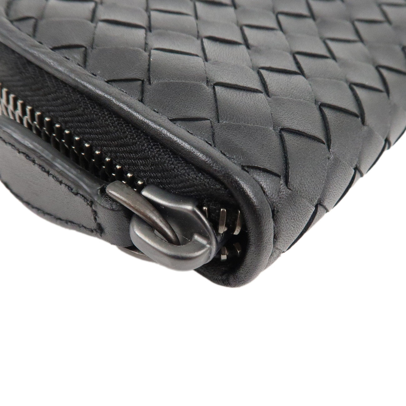 BOTTEGA VENETA Intrecciato Leather Coin Case Black 114075