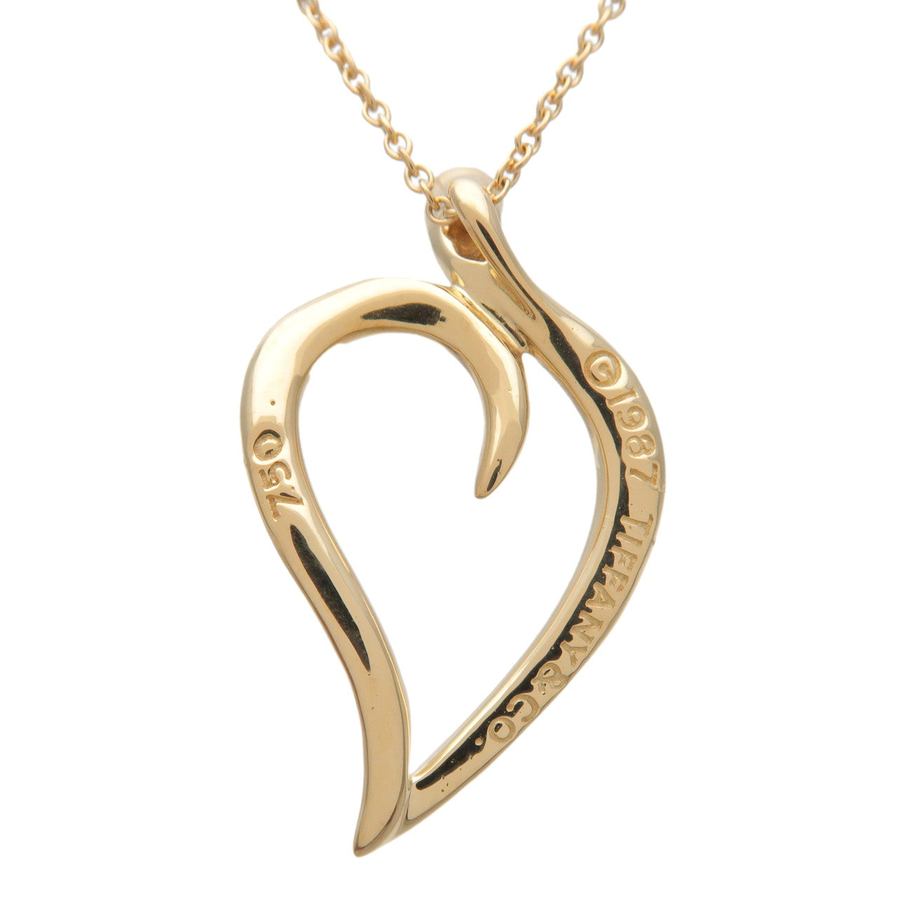 Tiffany&Co. Leaf Heart Necklace K18YG 750YG Yellow Gold Used