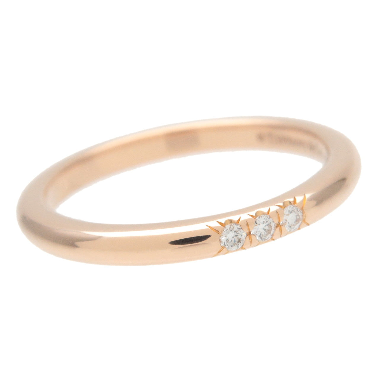 Tiffany&Co. Classic Band Ring 3P Diamond K18 Rose Gold US4.5