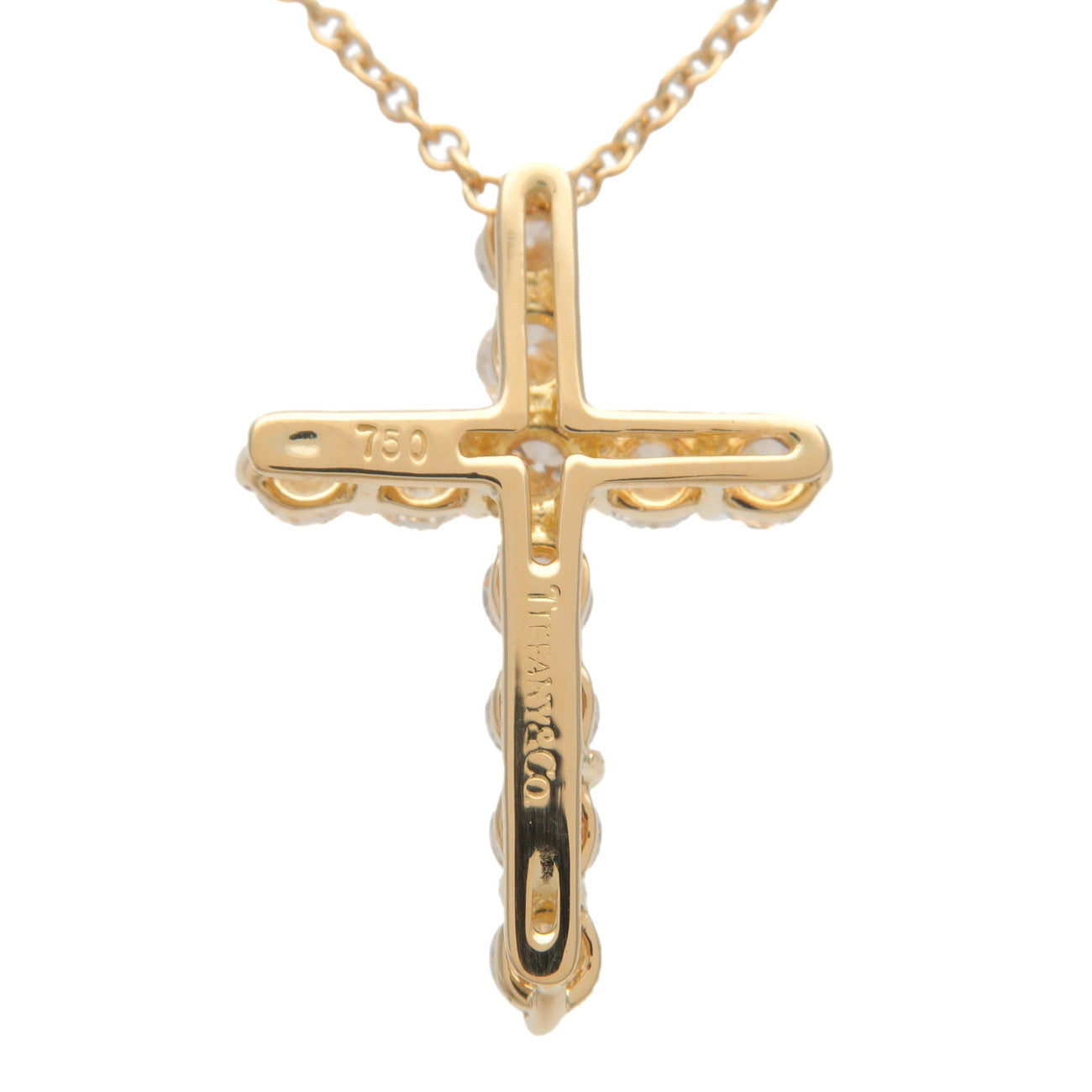 Tiffany&Co. Cross Diamond Necklace K18YG 750YG Yellow Gold