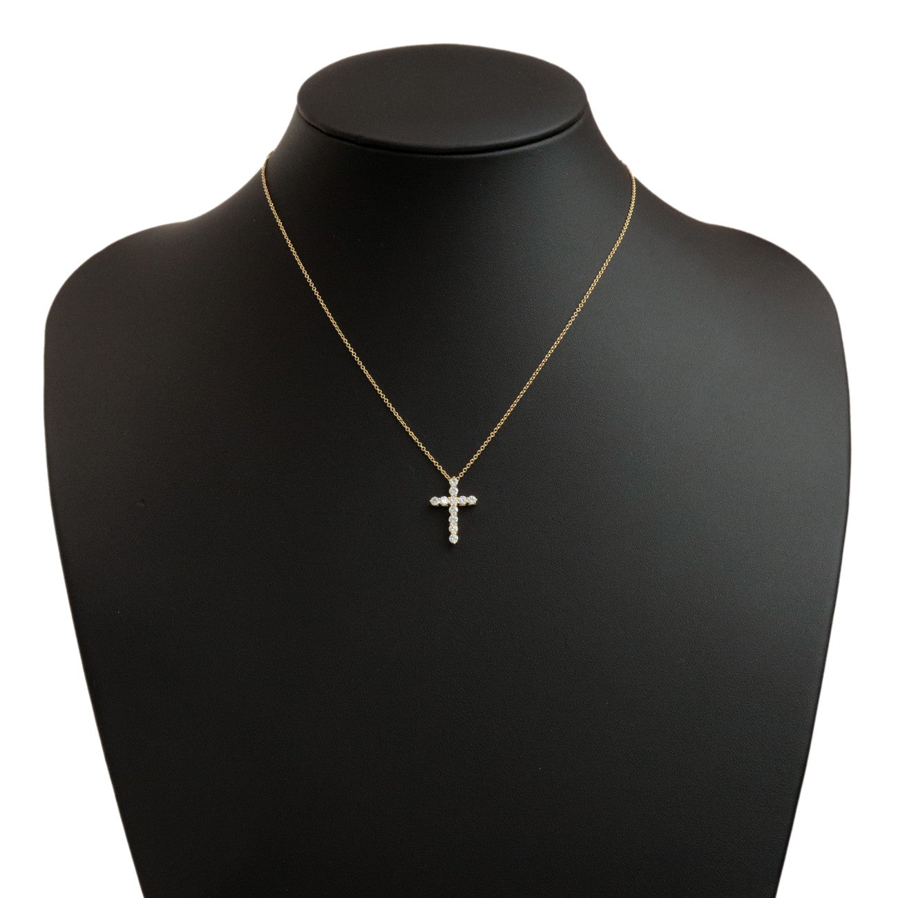 Tiffany&Co. Cross Diamond Necklace K18YG 750YG Yellow Gold