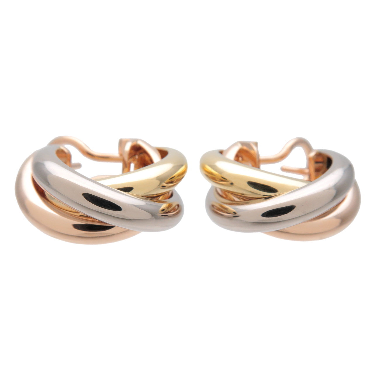 Cartier-Trinity-Earrings-K18-750-Yellow-Gold-White-Gold-Rose-Gold