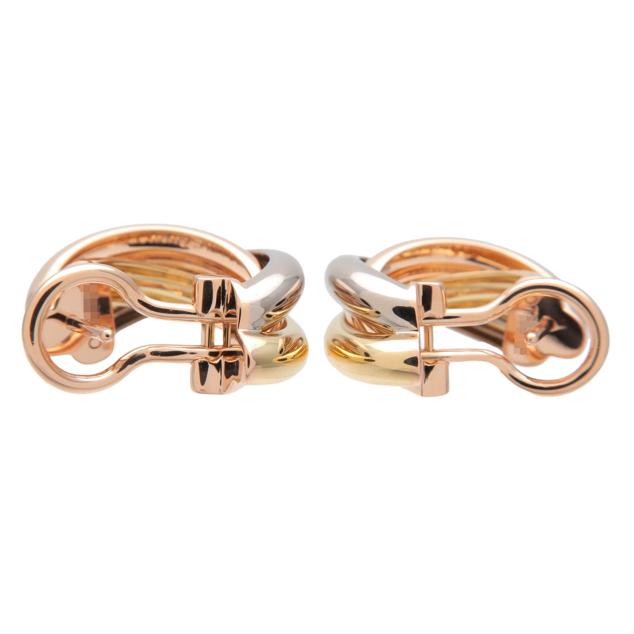 Cartier Trinity Earrings K18 750 Yellow Gold White Gold Rose Gold