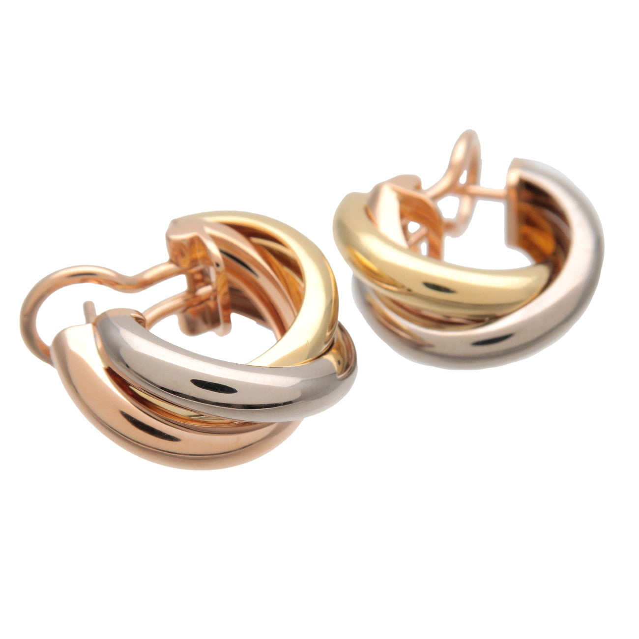 Cartier Trinity Earrings K18 750 Yellow Gold White Gold Rose Gold Used