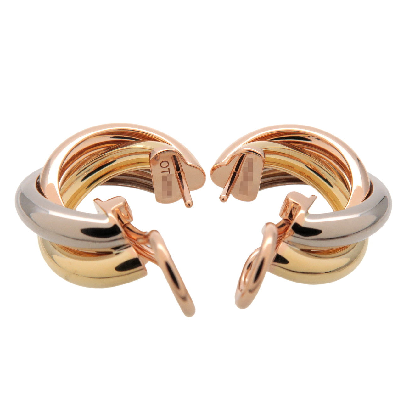 Cartier Trinity Earrings K18 750 Yellow Gold White Gold Rose Gold Used