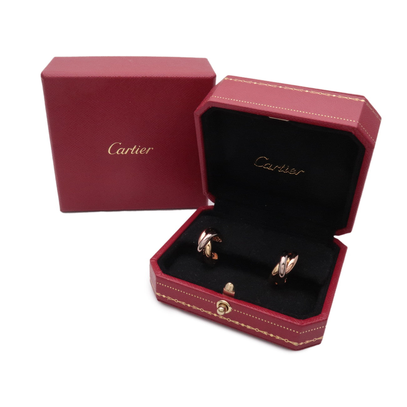 Cartier Trinity Earrings K18 750 Yellow Gold White Gold Rose Gold Used