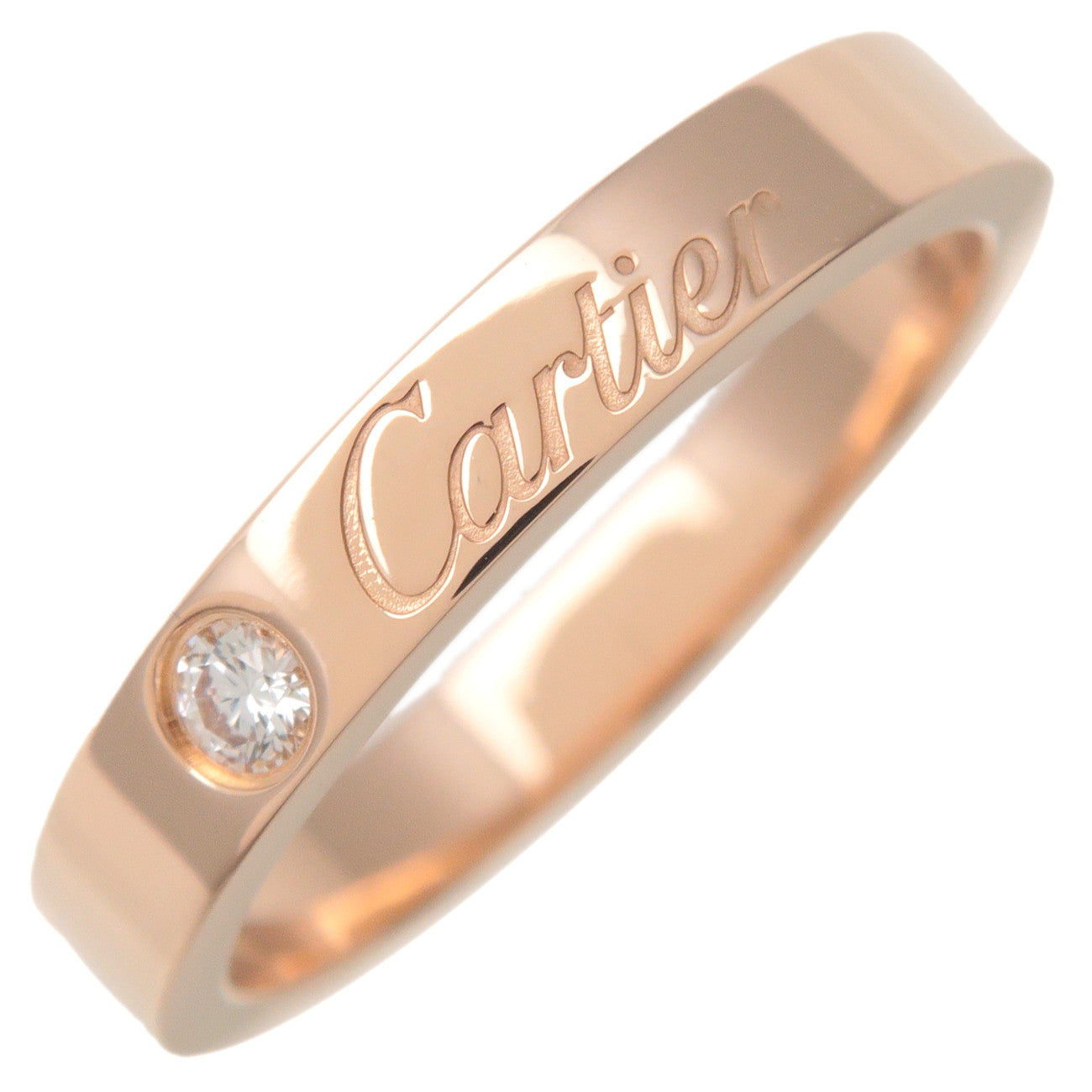 Cartier-Engraved-1P-Diamond-Ring-K18-750PG-Rose-Gold-#49-US5