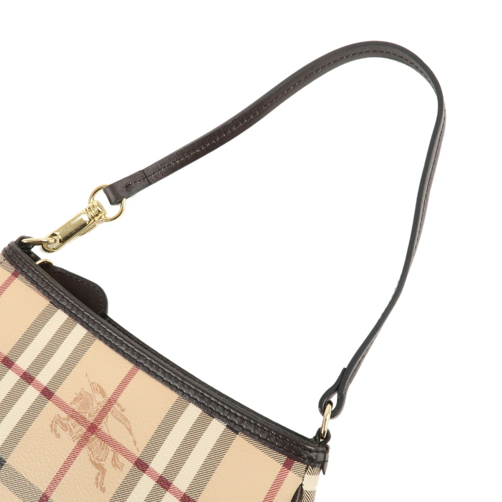 BURBERRY Canvas Leather Nova Plaid Shoulder Bag Hand Bag Brown