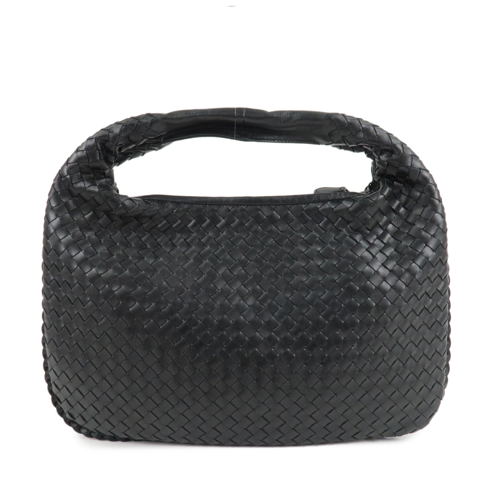 BOTTEGA VENETA HOBO Intrecciato Leather Shoulder Bag Black 115653